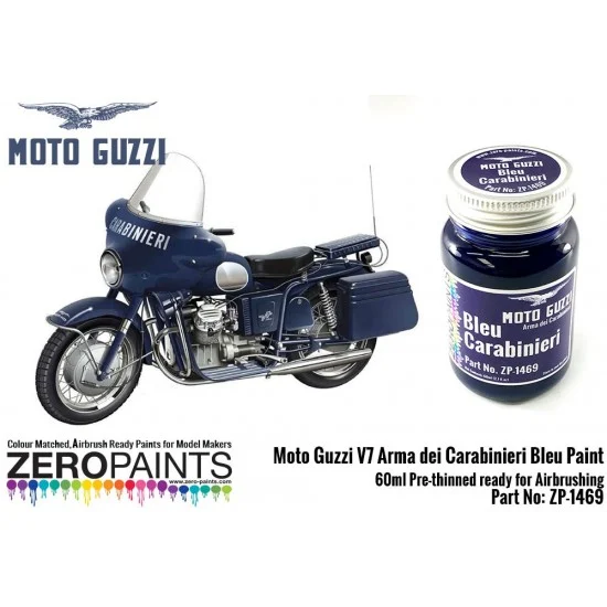 Zero Paints 1469 Moto Guzzi V7 Arma dei Carabinieri Bleu Paint 60ml - Hobby & Model Paints