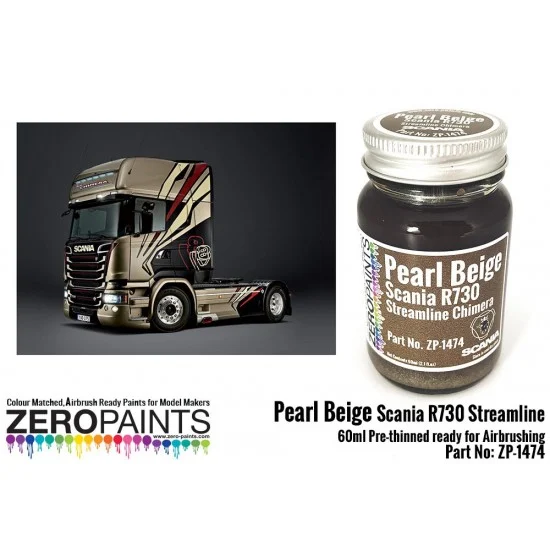 Zero Paints 1474 Pearl Beige (Scania R730 Streamline Chimera) Paint 60ml - Hobby & Model Paints