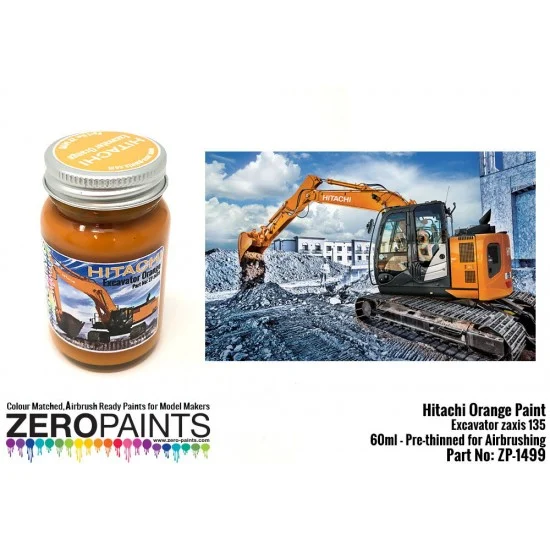 Zero Paints 1499 Hitachi Orange Excavator Colour Paint 60ml for Hasegawa Z Axis 135 US model - Hobby & Model Paints