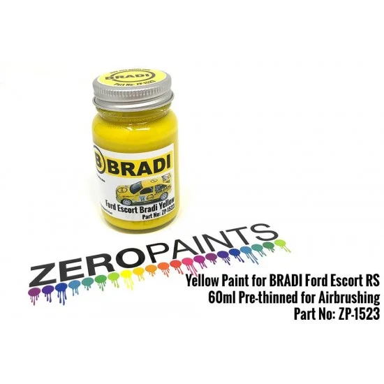 Zero Paints 1523 Yellow Paint for BRADI Ford Escort RS (60ml) - Hobby & Model Paints