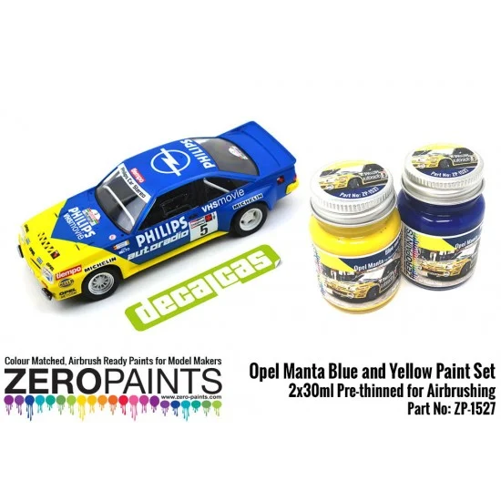Zero Paints 1527 Opel Manta - Blue and Yellow Paint Set 2x30ml for Decalcas DCL-DEC017