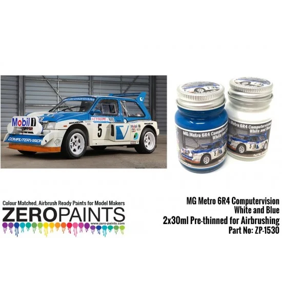 Zero Paints 1530 MG Metro 6R4 Computervision - White and Blue Paint Set 2x30ml