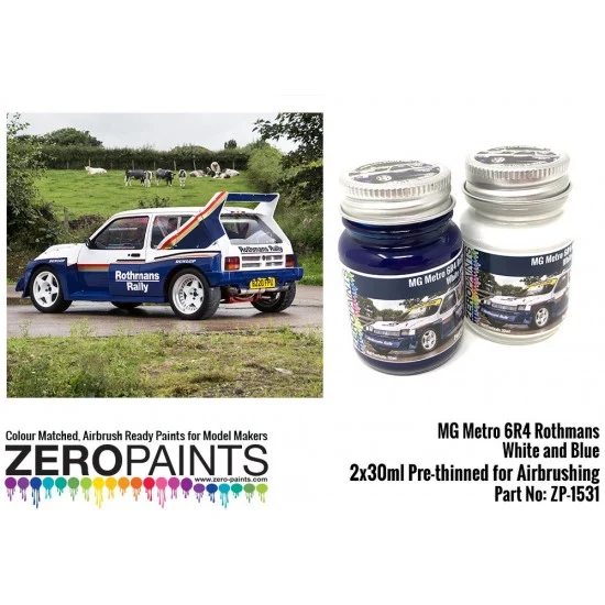 Zero Paints 1531 MG Metro 6R4 Rothmans - White and Blue Paint Set 2x30ml