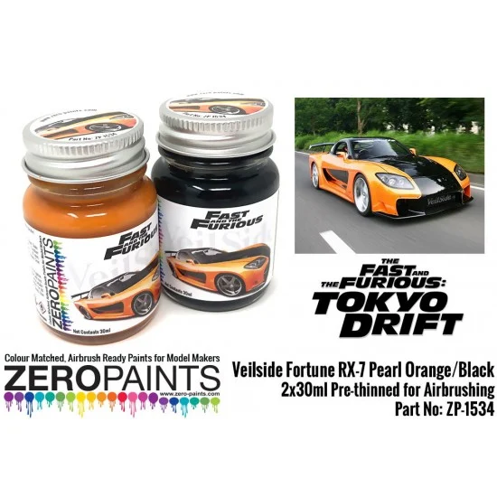 Zero Paints 1534 Veilside Fortune RX-7 Pearl Orange/Black Paint Set 2x30ml