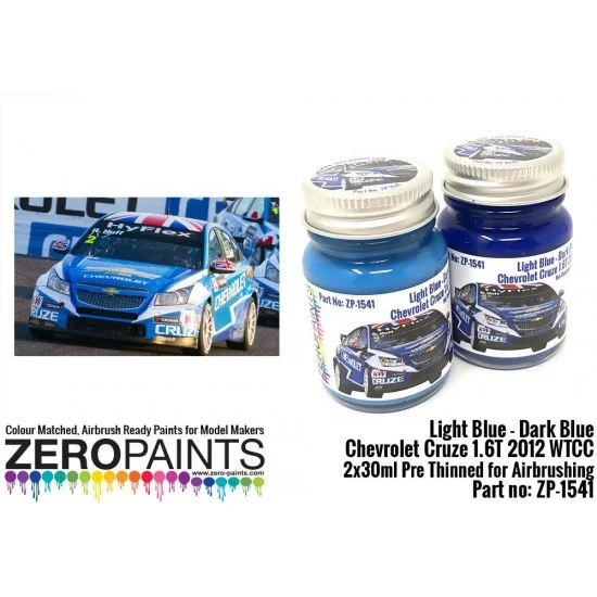 Zero Paints 1541 Light Blue / Dark Blue Paint for Chevrolet Cruze 1.6T 2012 WTCC (2 x 30ml) - Hobby & Model Paints