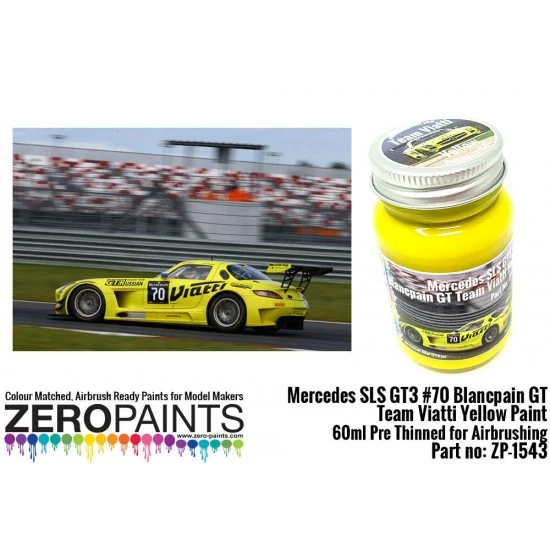 Zero Paints 1543 Mercedes SLS GT3 #70 Blancpain GT Team Viatti Yellow Paint (60ml) - Hobby & Model Paints