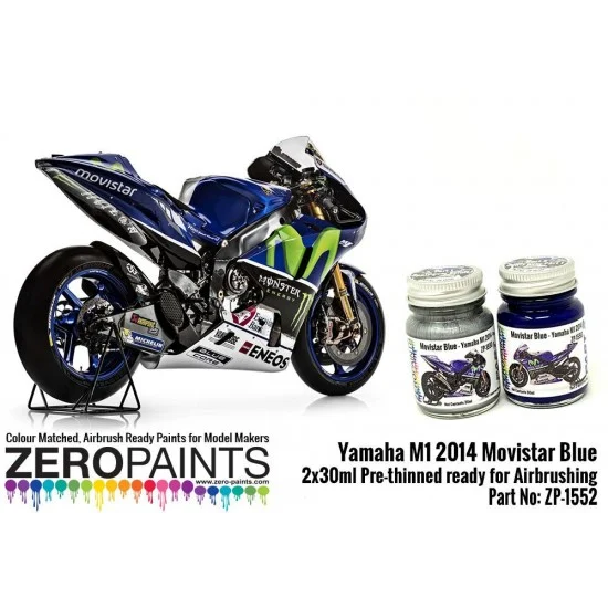 Zero Paints 1552 Yamaha M1 2014 Movistar Blue Paint Set (2 x 30ml) - Hobby & Model Paints