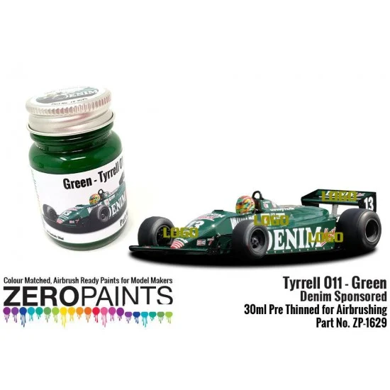 Zero Paints 1629 Tyrrell 011 Green Paint Denim Sponsored (30ml) - Hobby & Model Paints
