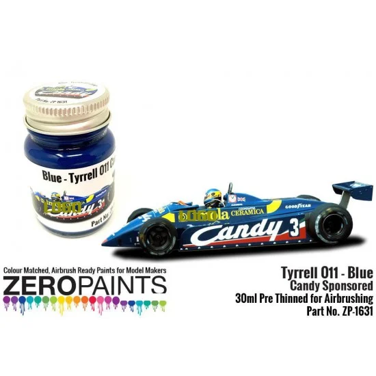 Zero Paints 1631 Tyrrell 011 Blue Paint Candy Sponsored (30ml) - Hobby & Model Paints