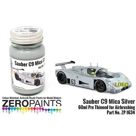 Zero Paints 1634-C9 Silver Mica Paint 60ml for Sauber C9 Le Mans 1989