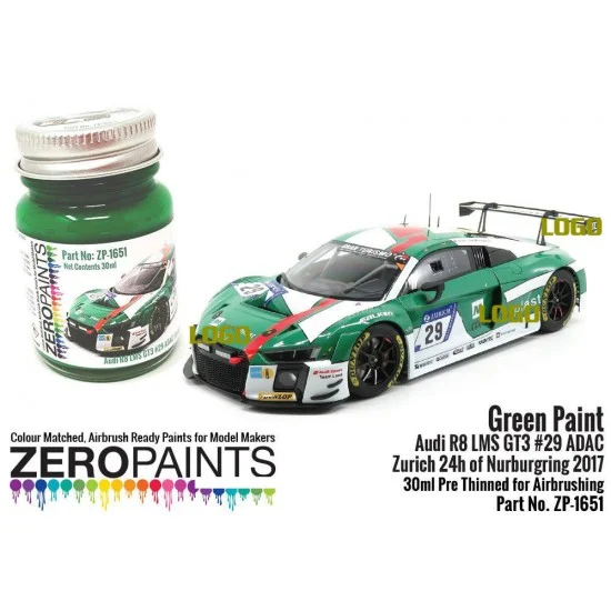 Zero Paints 1651-29 Audi R8 LMS GT3 #29 ADAC Zurich 24h of Nurburgring 2017 Green Paint - 30ml
