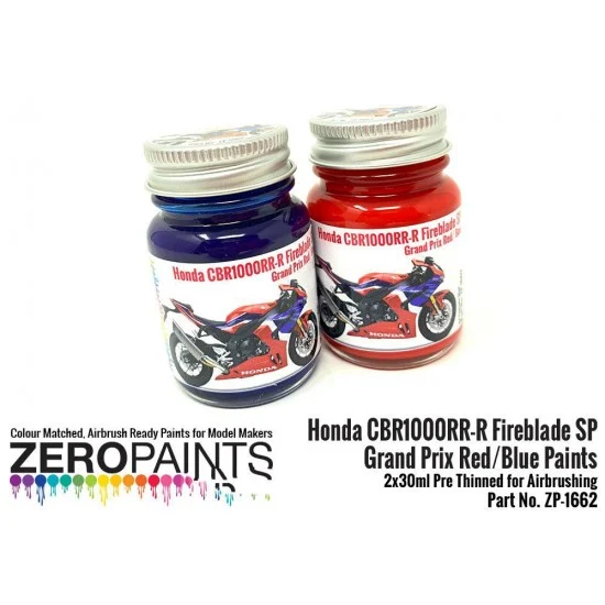 Zero Paints 1662 Honda CBR1000RR-R Fireblade SP Grand Prix Red/Blue Paints (2x 30ml)