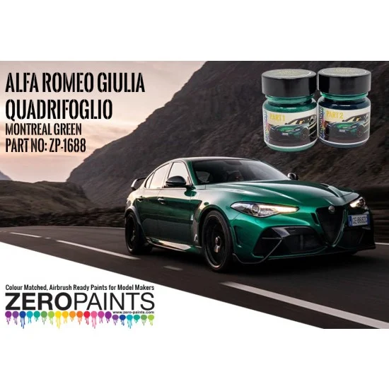 Zero Paints 1688 Alfa Romeo Quadrifoglio Montreal Green (2x30ml) - Hobby & Model Paints