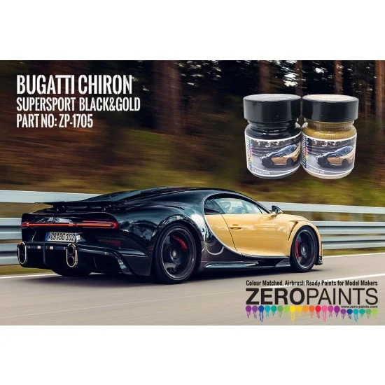 Zero Paints 1705 Black & Gold Bugatti Chiron Supersport (2x30ml) - Hobby & Model Paints