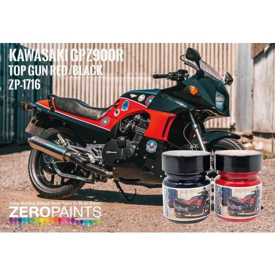 Zero Paints 1716 Kawasaki GPZ900R (Top Gun) Black and Red Paint Set (2x 30ml) - Hobby & Model Paints