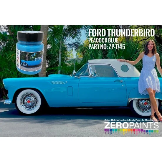 Zero Paints 1745 Ford Thunderbird Peacock Blue Paint (60ml) - Hobby & Model Paints