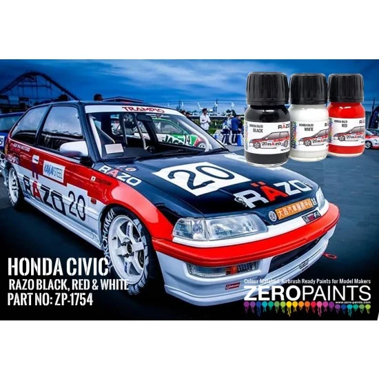 Zero Paints 1754 Honda Civic EF3 RAZO livery Paint Set (3x 30ml) - Hobby & Model Paints