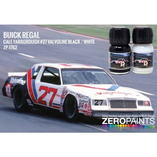 Zero Paints 1762 Buick Regal 1982 Cale Yarborough #27 Valvoline Black/White Paint Set (2x 30ml) - Hobby & Model Paints