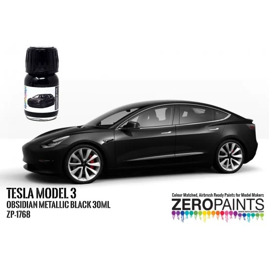 Zero Paints 1768-OBS Tesla Paint - Model 3 Obsidian Metallic Black (30ml)