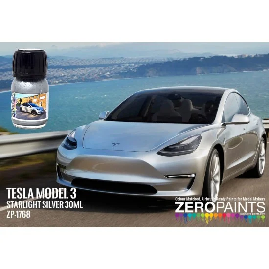 Zero Paints 1768-STA Tesla Paint - Model 3 Starlight Silver (30ml)