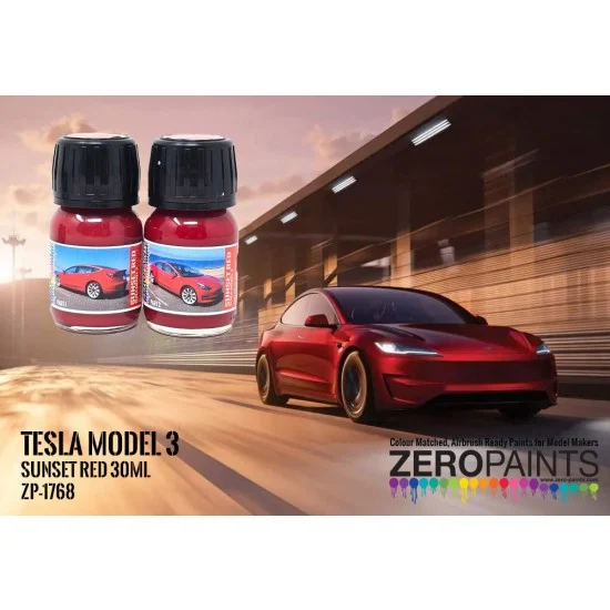 Zero Paints 1768-SUN Tesla Paint - Model 3 Sunset Red (2x 30ml)