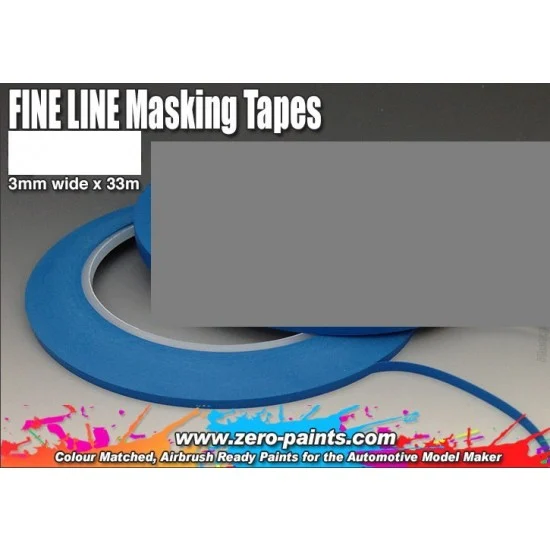 Zero Paints 2013 Fine Line Masking Tape (Width: 3mm, Length: 33m) - Hobby & Model Paints