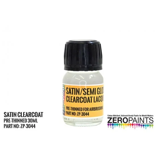 Zero Paints 3044 Satin (Semi Gloss) Clearcoat Lacquer (30ml) Pre-Thinned for Airbrushing