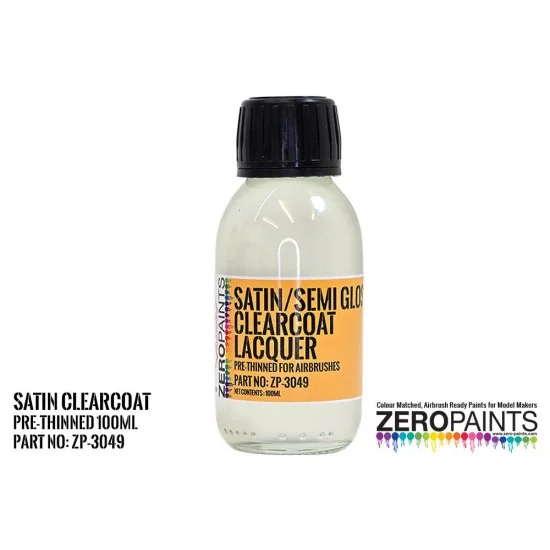 Zero Paints 3049 Satin (Semi Gloss) Clearcoat Lacquer (100ml) Pre-Thinned for Airbrushing