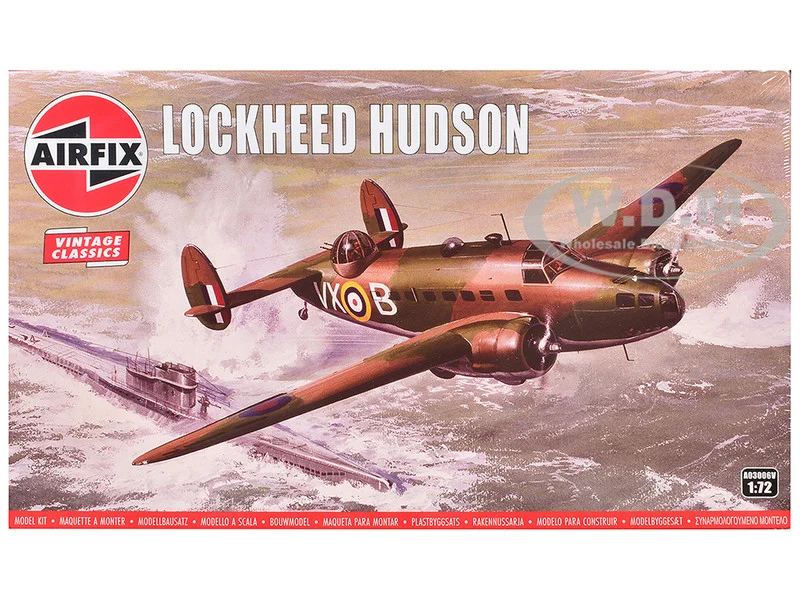 Level 2 Model Kit Lockheed Hudson Light Bomber Aircraft 1/72 Plastic Model Kit by Airfix - Military Models