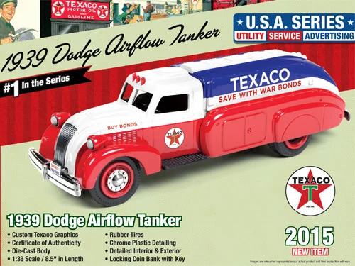 1939 Dodge Airflow Tanker "Texaco" (2015) Series #1 Limited Edition of 1060pc 1/38 Diecast Model by Auto World - Dodge Models