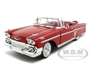 1958 Chevrolet Impala Convertible Red 1/24 Diecast Model Car by Motormax - Chevrolet Models
