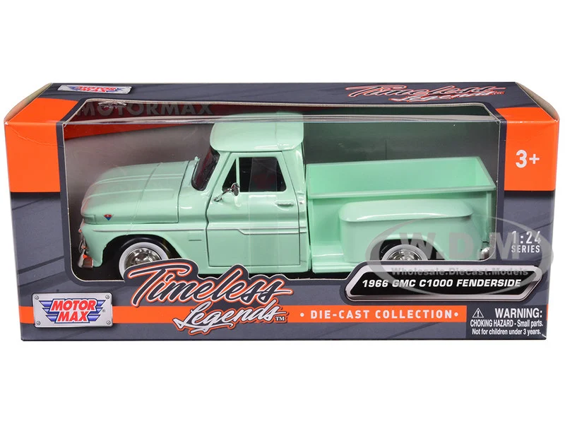 1966 GMC C1000 Fenderside Pickup Truck Light Green "Timeless Legends" Series 1/24 Diecast Model Car by Motormax - GMC Models