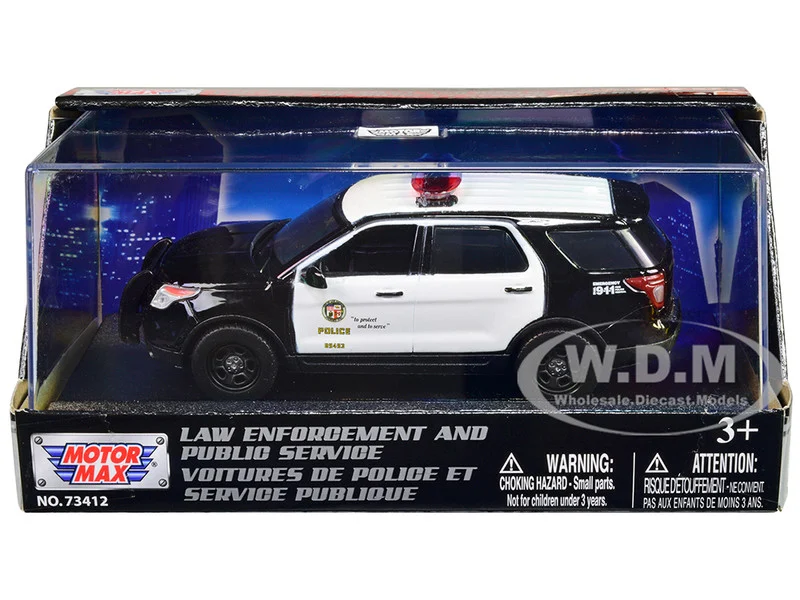 2015 Ford Police Interceptor Utility Black and White "LAPD (Los Angeles Police Department)" 1/43 Diecast Model Car by Motormax - Ford Models