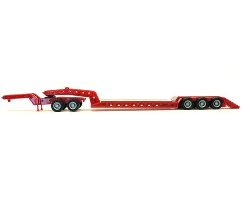 Heavy Equipment Lowboy Trailer with Jeep in Red - PROMOTEX