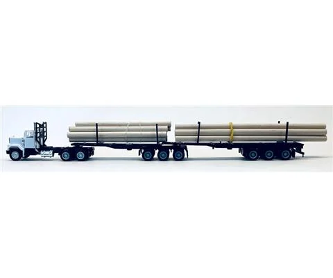 GMC Super B Log Truck and Trailer in White - PROMOTEX
