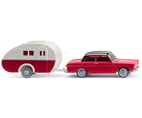 1962-66 Ford Taunus 12M in Red with Black Top and Caravan in White and Red