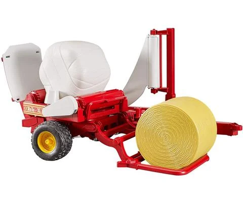 Bale Wrapper with Yellow and Black Round Bales - BRUDER