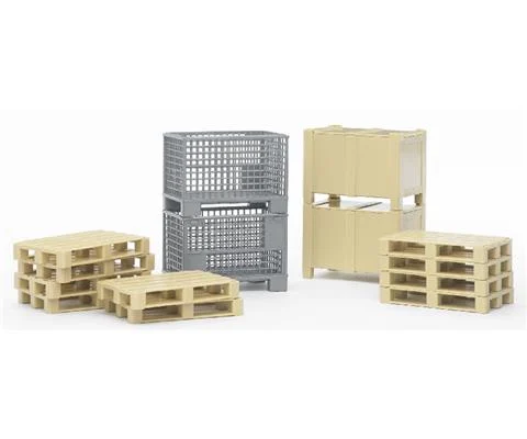 Warehouse Logistics 2 Mesh Boxes 2 Crates and 10 Pallets - Pro Series