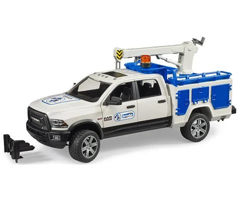 RAM 2500 Pickup Service truck with Crane and Rotating Beacon Light - BRUDER