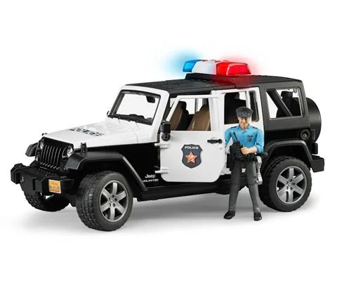 Jeep Rubicon Police Car with a Light Skin Policeman Figure - BRUDER