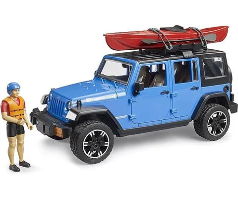 Jeep Wrangler Rubicon Unlimited with Kajak and Figure - BRUDER