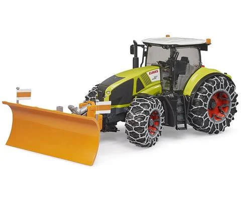 Claas Axion 950 Tractor with Tire Chains and Snow Plow Blade - BRUDER