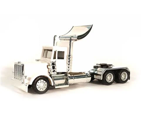 Peterbilt with Sleeper in White with Chrome Chassis - Cab Only
