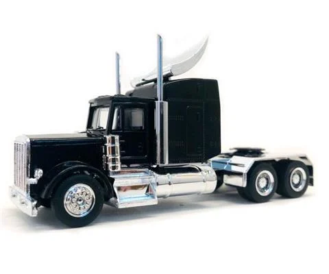 Peterbilt with LGE Sleeper in Black with Chrome Chassis - Cab Only