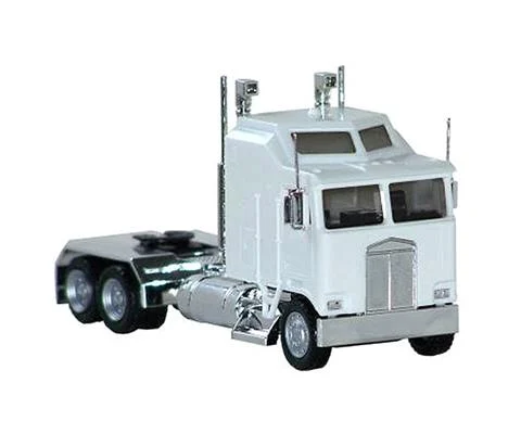 Kenworth K100 with 1-Bar Grill and X-Long Chrome Chassis in White - Cab Only