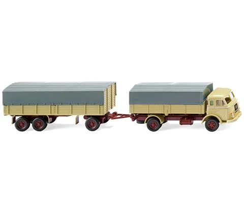 Henschel Flatbed Road Train in Beige - WIKING
