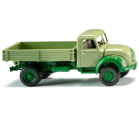 Magirus Flatbed Dump Truck in Light Green - WIKING