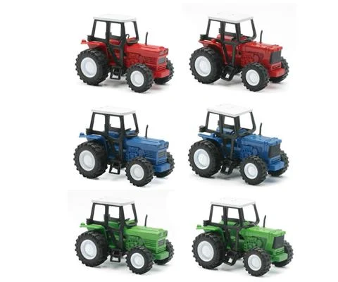 Farm Tractors with Cabs in Red Blue and Green - 24 Pieces in a non-Returnable Factory Sealed Case