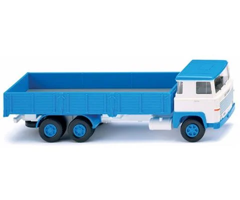 1975-80 Scania 111 LBT Flatbed Truck in White and Sky Blue