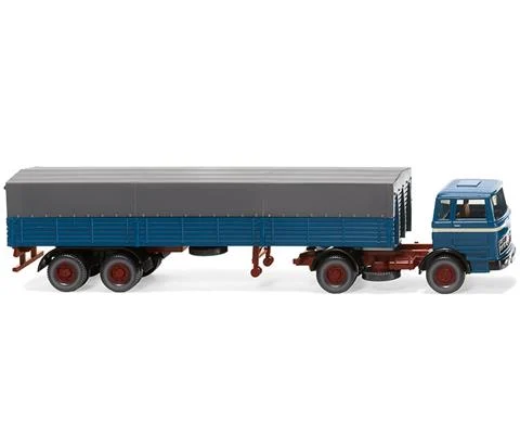 Mercedes-Benz Flatbed Truck in Azure Blue with Slate Grey Tarp